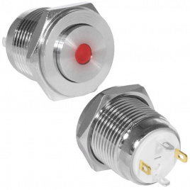 Кнопка антивандальная RUICHI GQ16PH-10D/J/R/N, OFF-(ON), рабочая температура -25…+55 °C, никелированная латунь