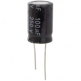 KM101M2EBKJ1625VBK JWCO Конденсатор электролитический радиальный, 100 мкФ, 250 В,  16х25 мм, -25…+105 °C, наработка 2000 часов