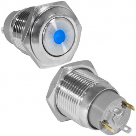 Кнопка антивандальная RUICHI GQ16F-10ZD/J/B/N, OFF-ON, рабочая температура -25…+55 °C, никелированная латунь