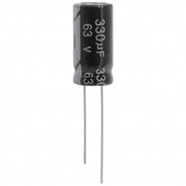 KM331M1JBKJ1020VBK JWCO Конденсатор электролитический радиальный, 330 мкФ, 63 В, 10х20   мм, -40…+105 °C, наработка 2000 часов