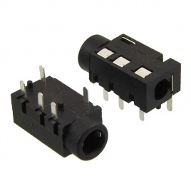 Разъём аудио RUICHI TJ-320 3.5 мм PCB Jack, чёрный