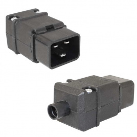 Разъем питания сетевой C20 IEC 320 AC-012 RUICHI, 3 контакта, 250 В, 10 А, -25…+70 °C, нейлон, черный