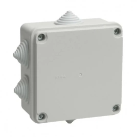 Коробка КМ41234 распаячная 100х100х50 мм О/П IP55 (RAL7035, 6 гермовводов) ИЭК