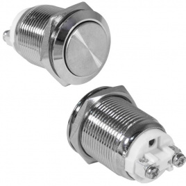 Кнопка антивандальная RUICHI GQ19SH-10Z/N, OFF-ON, рабочая температура -25…+55 °C, никелированная латунь