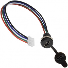 Разъём TYPE-C-5Pin-PH2.0 RUICHI, длина кабеля 155 мм, 5 контактов с клеммной колодкой, 5 А, 5 В, корпус пластиковый черный