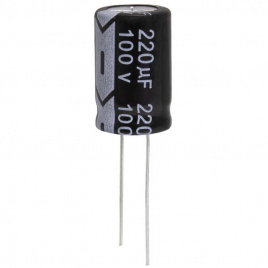 KM221M2ABKJ1321VBK JWCO Конденсатор электролитический радиальный, 220 мкФ, 100 В,    13х21 мм, -40…+105 °C, наработка 2000 часов