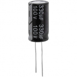 KM331M2ABKJ1326VBK JWCO Конденсатор электролитический радиальный, 330 мкФ, 100 В,        13х26 мм, -40…+105 °C, наработка 2000 часов