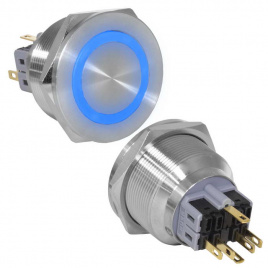 Кнопка антивандальная RUICHI GQ30PF-11ZE/B/N, ON-OFF+OFF-ON, рабочая температура -25…+55 °C, никелированная латунь