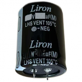 LHS2G680MP025K63B, конденсатор электролитический с жесткими выводами (Snap In)    радиальный Liron, 68 мкФ, 400 В, 22х25 мм, -40…+105 °C, наработка 2000 часов