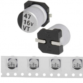 EVT016ADA470M0554 JWCO Конденсатор электролитический SMD, 47 мкФ, 16 В, 5х5.4 мм, - 55…+105 °C, наработка 2000 часов