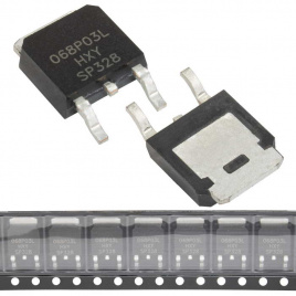 IPD068P03L3G HXY полевой транзистор (MOSFET), P-канал, -30 В, -80 А, 8.8 мОм, 45 нКл, TO-252  (DPAK)