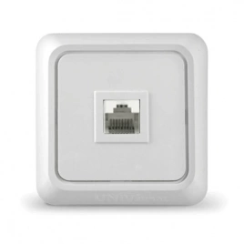 Розетка 1075 компьютерная 1-местная RJ45, белая о/у "ОЛИМП" УНИВЕРСАЛ