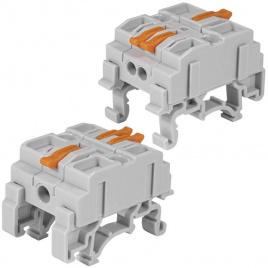 Зажим-клемма RUICHI СМК 6412-R, 2 контакта, 24 А, 450 В, на DIN-рейку, корпус PA66