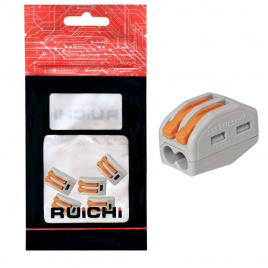 Клемма зажимная соединительная 2-контактная RUICHI 222-412, 24 А, 250 В, PA66, упаковка 5 шт.