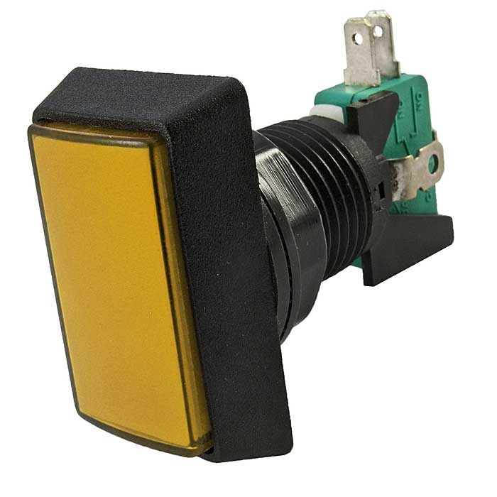 Кнопка GMSI прямоугольная RUICHI 3B-R с LED подсветкой 12 В, 5 А, 30 мОм, 250 В, NO(NC)+NC(NO), желтая фото 1