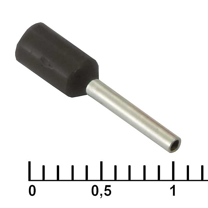 Наконечник на кабель RUICHI DN00508, чёрный, 1x8 мм, 0.5 мм2 фото 1