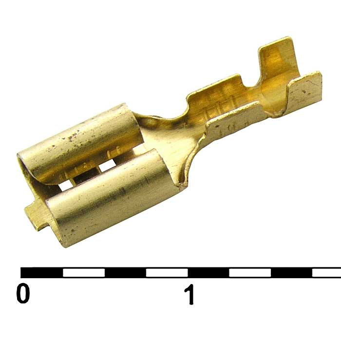 Клемма ножевая неизолированная F-типа RUICHI DJ622-D6.3A, 6.3 мм, латунь фото 1
