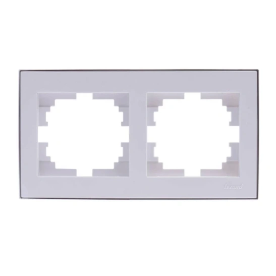 Рамка RAIN 703-0226-147  2-я гориз. белая с бок.вст.золото РЭЙН Lezard фото 1