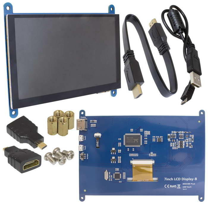 7-дюймовый HDMI-дисплей с емкостным сенсорным экраном RUICHI DSM-IPS-TOUCH-7,  разрешение 800x480, HDMI, IPS, поддержка различных устройств и систем фото 1