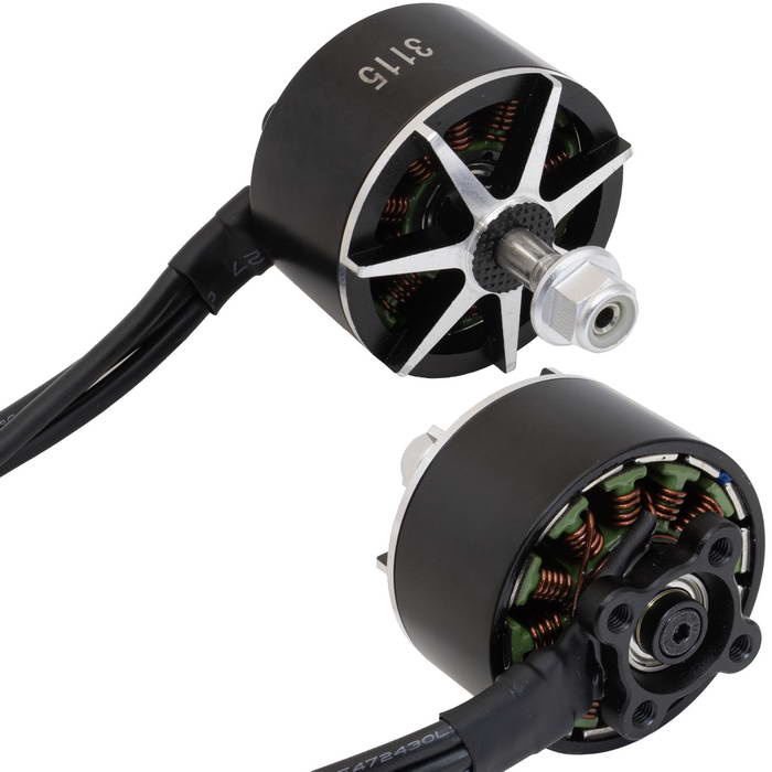 Электродвигатель бесщеточный RUICHI 3115 1050-RH, 1050 kV, диаметр вала с резьбой M5, гайка с прессшайбой, аккумулятор LiPo 4-6S, цвет черный/серебряный фото 1