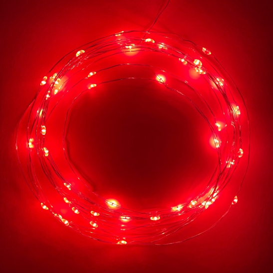 Гирлянда светодиодная ЭРА "Нить"  3хАА (ENIN-5NR) 50 LED, 5 м, красный, IP20 фото 1