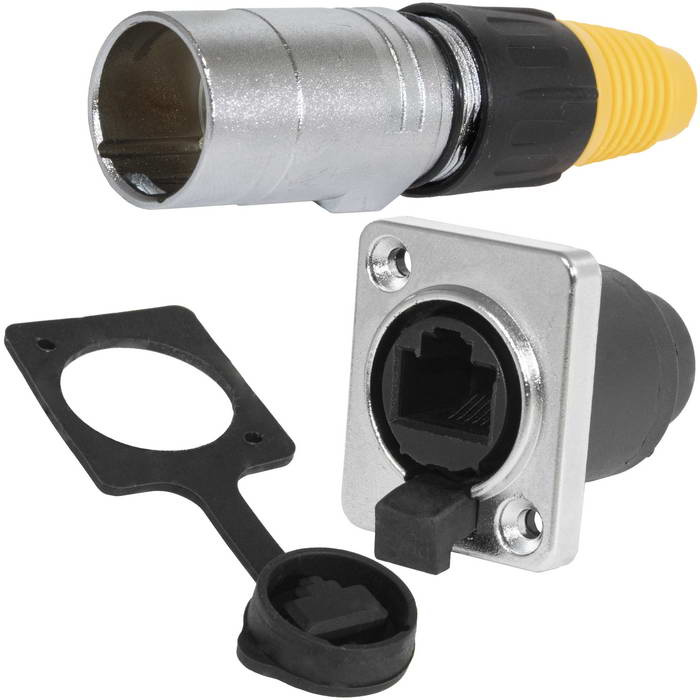Герметичный разъем RJ45, 8P8C, FTP RUICHI YT-RJ45-CPE-10-002, вилка-розетка, диаметр входящего кабеля 7 мм, IP44, 1.2 А, 42 В, корпус черный фото 1