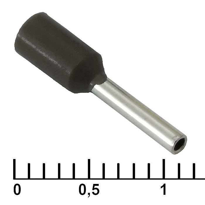 Наконечник втулочный изолированный RUICHI DN00708, 1.2x8 мм, 0.75 мм2, черный фото 1