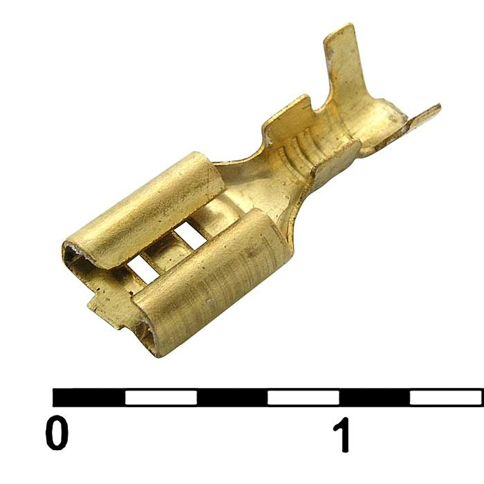 Клемма ножевая неизолированная F-типа RUICHI DJ622-D4.8A, 4.8 мм, латунь фото 1
