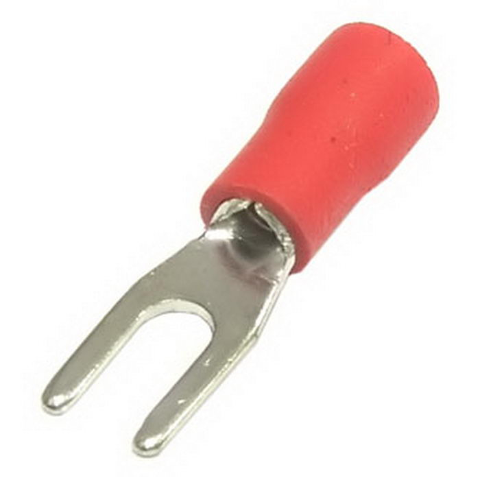 Наконечник кабельный вилочный изолированный RUICHI SV1.25-3.2, 19 А, 22-18 AWG, красный, латунь луженая фото 1