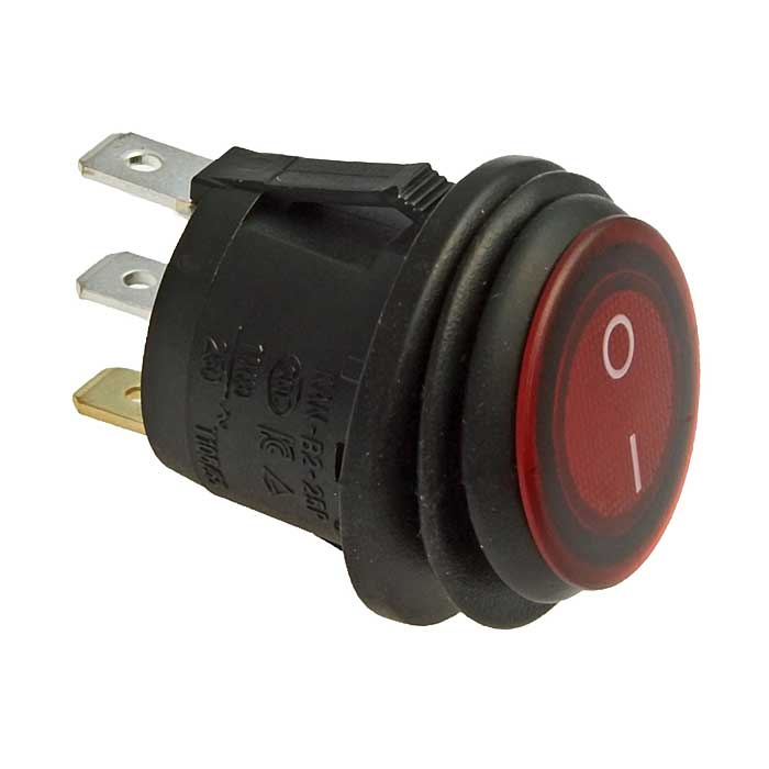 Клавишный переключатель RUICHI SB040-12V, IP65, ON-OFF, диаметр 20.2 мм, красный фото 1