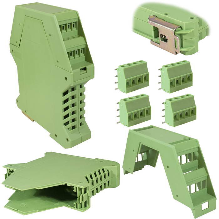 Корпус для РЭА на DIN-рейку RUICHI ТС-1504, крепление 35 мм, АБС пластик, зеленый фото 1