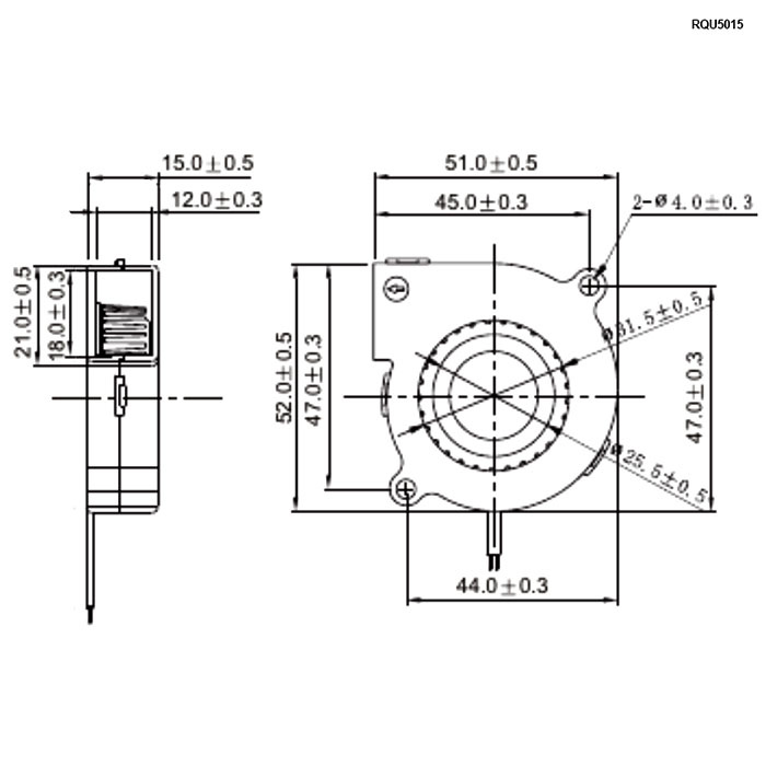 Вентилятор-улитка DC RUICHI RQU5015MS, 12 В фото 2