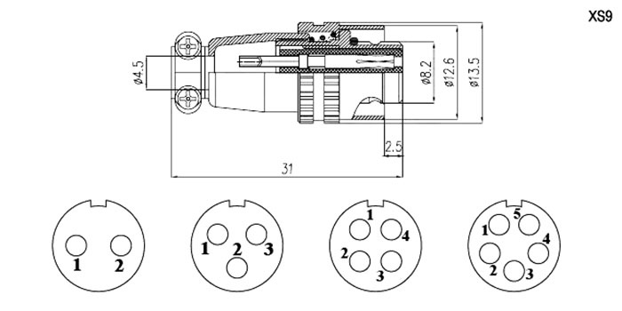 Разъём быстроразъёмный RUICHI XS9-2(Zn) cable jack, 2-х контактый фото 2