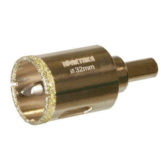 Коронка алмазная ПРАКТИКА "Профи" по керамограниту/керамике 32х70мм, пилотное сверло, арт.917-620 фото 3