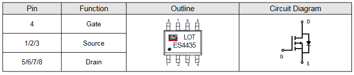 AO4435 Elecsuper полевой транзистор (MOSFET), P-канал, -30 В, -10,5 А, SOP-8 фото 2