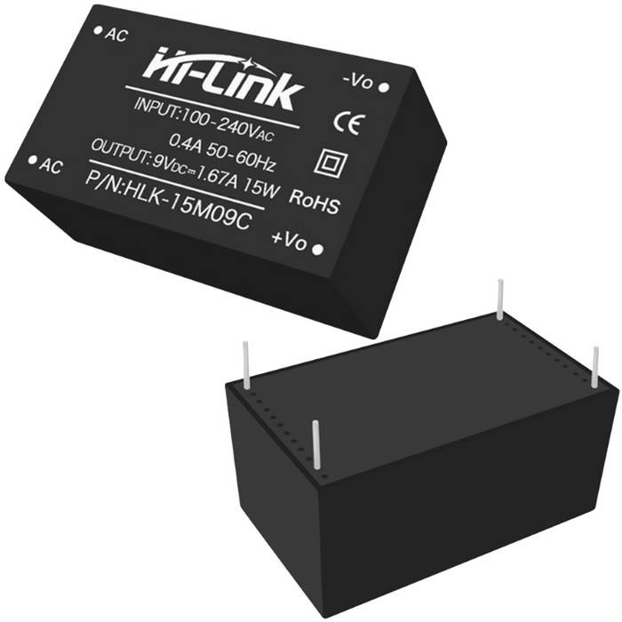 Блок питания на печатную плату Hi-Link HLK-15M09, 85-264 В (АС) 1.66 А, 9 В, корпус из поликарбоната фото 1