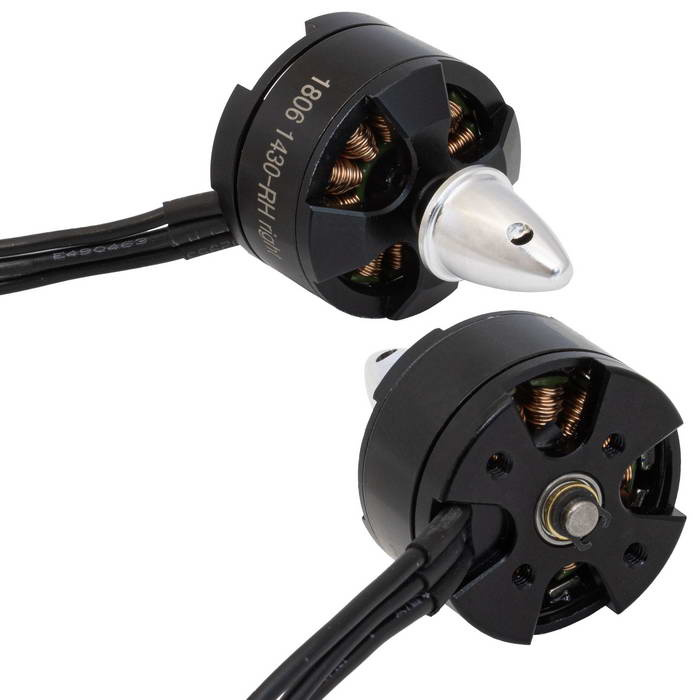 Электродвигатель бесщеточный RUICHI 1806 1430-RH, 1430 kV, диаметр вала с резьбой M5,  аккумулятор LiPo 2-4S, правое  направление резьбы, цвет черный/серебряный фото 1
