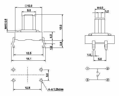 Тактовая кнопка RUICHI TS-1103 фото 2