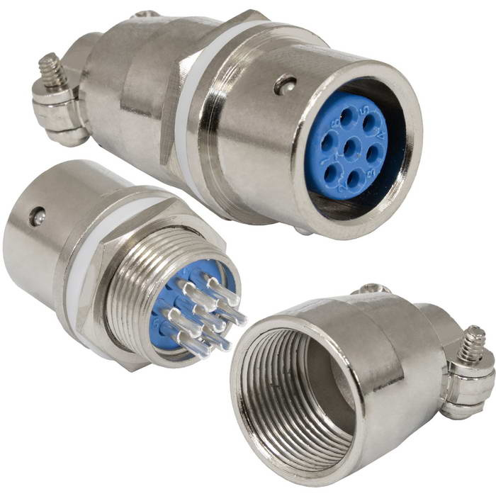 Разъём быстроразъёмный XS12-7 (Zn) panel-cable jack, 7-ми контактый фото 1