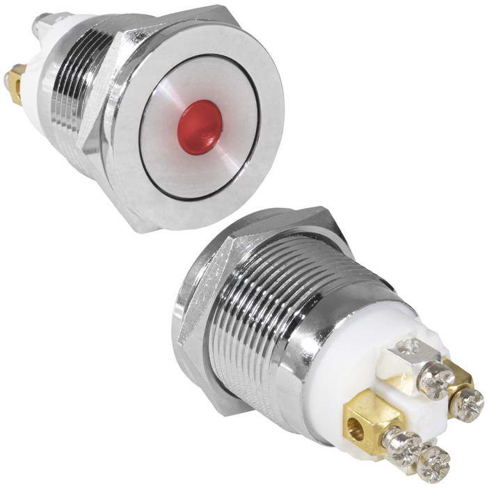 Кнопка антивандальная RUICHI GQ19PF-10D/R/N, OFF-(ON), рабочая температура -25…+55 °C, никелированная латунь фото 1