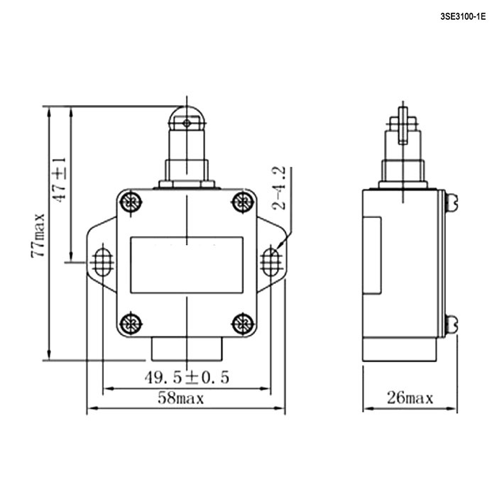 Выключатель путевой рычажный с коротким роликом RUICHI 3SE3 100-1E, 32х26 мм, NO-NC,  4P, 2.5 мм2, 3 А, 240 В, IP67, корпус алюминиевый фото 2