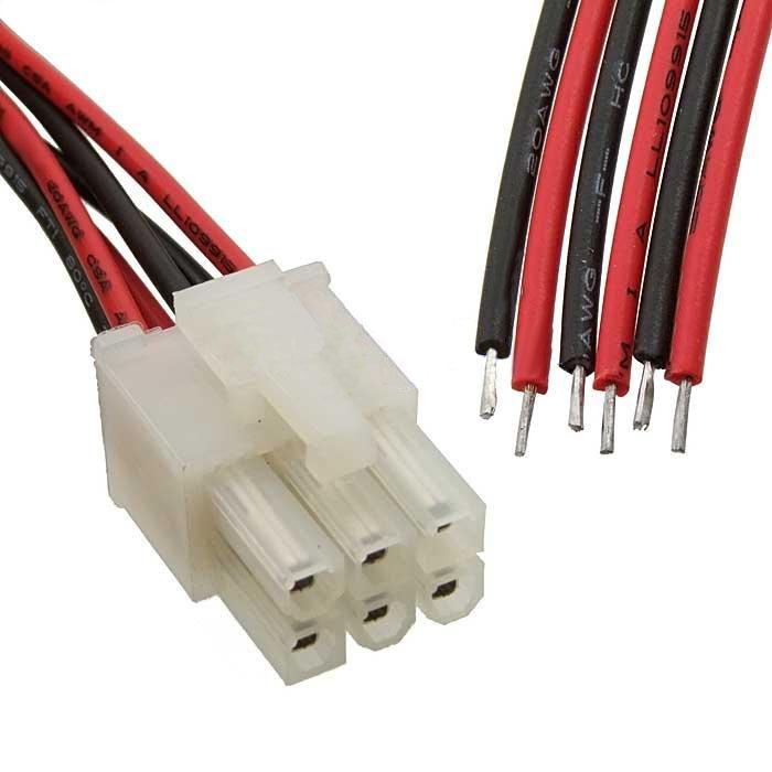 Межплатный кабель питания (вилка) типа Mini-Fit RUICHI 2x3, AWG20, 0,3 м фото 1