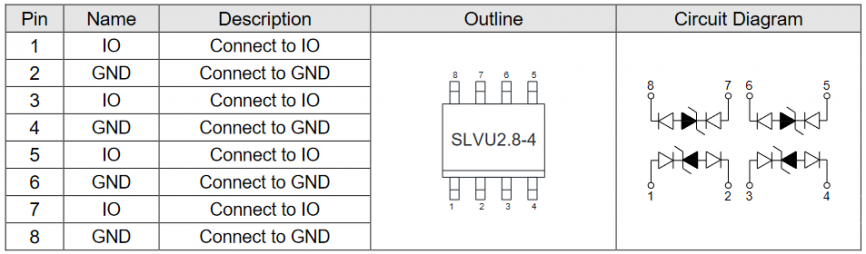 SLVU2.8-4 Elecsuper защитная диодная сборка 2.8 В, 20 А, 450 Вт, SOP-8 фото 2