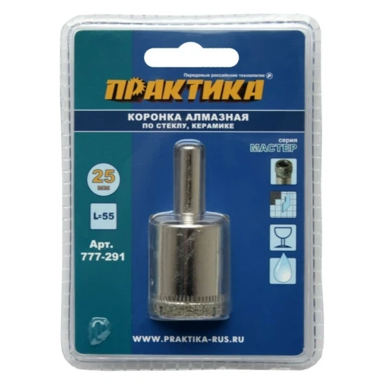 Коронка по стеклу и керамике 25мм "Мастер" Практика арт.777-291 фото 2