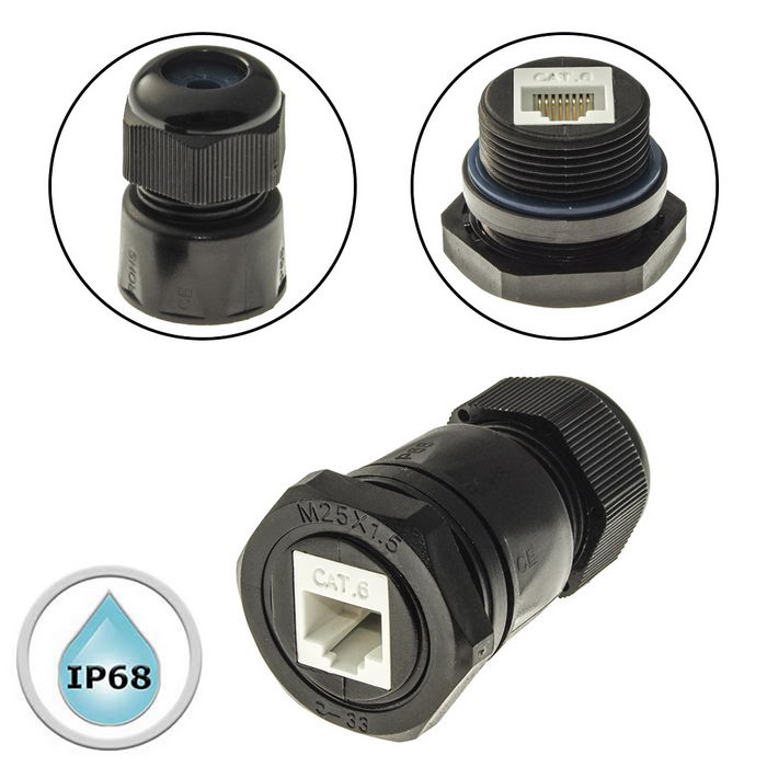 Разъём герметичный RUICHI RJ45M25Z1-6A фото 1