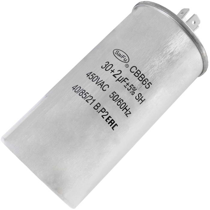 CBB65 30uF + 2uF 450V, SAIFU, пусковой конденсатор сдвоенный, 30 + 2 мкФ, 450  В фото 1