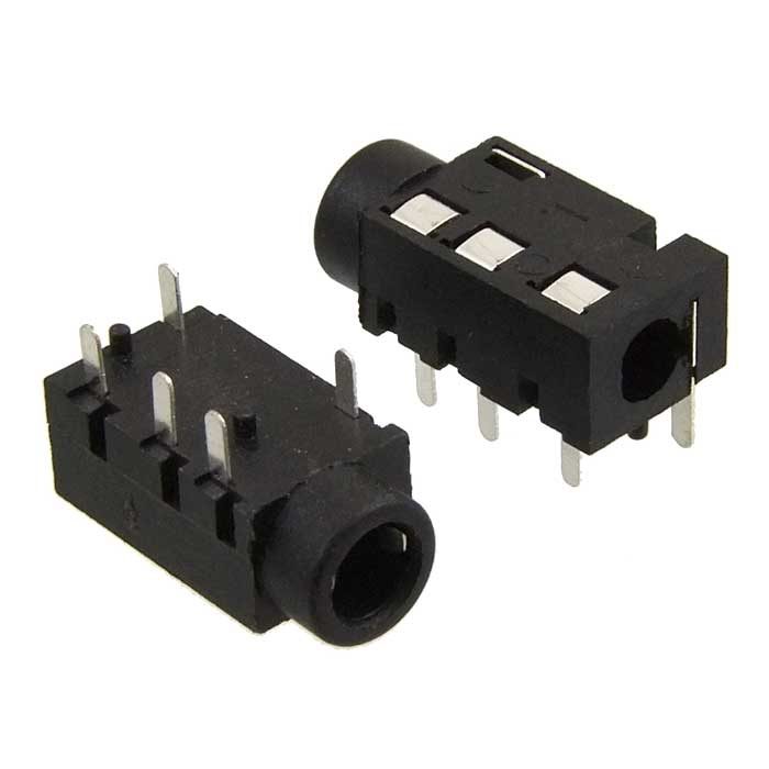 Разъём аудио RUICHI TJ-320 3.5 мм PCB Jack, чёрный фото 1
