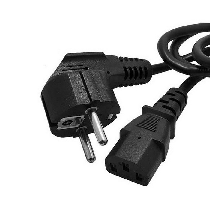 Сетевой шнур RUICHI SCZ, вилка угловая CEE7/7 - гнездо прямое IEC C13, 1.8 м, 3х0.75 мм2 фото 1