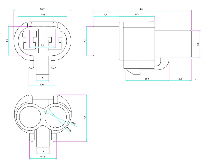 Разъём авт. соединитель RUICHI DJ7021-2-21 (18AWG 300 мм), 12/ 24 (DC) В фото 2