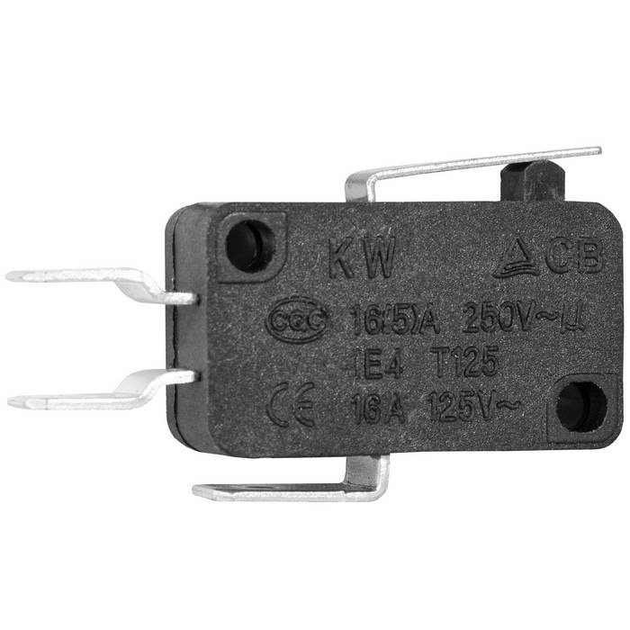 Микропереключатель с укороченной планкой RUICHI KW7-22, 16х10.5х27.8 мм, ON-(ON), SPDT 3P, 250 В, 5 А, 30 мОм, -25...+85 °C фото 1